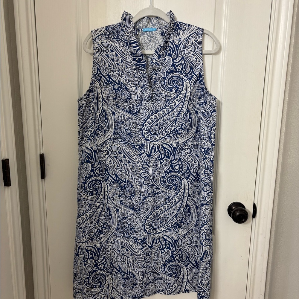 J. McLaughlin Navy and White Paisley Dress